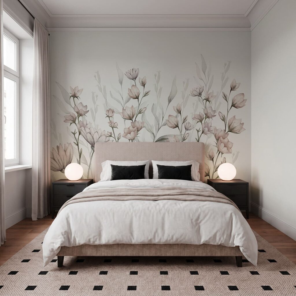 Schilderij van bloemen en bladeren Schilderij van bloemen en bladeren