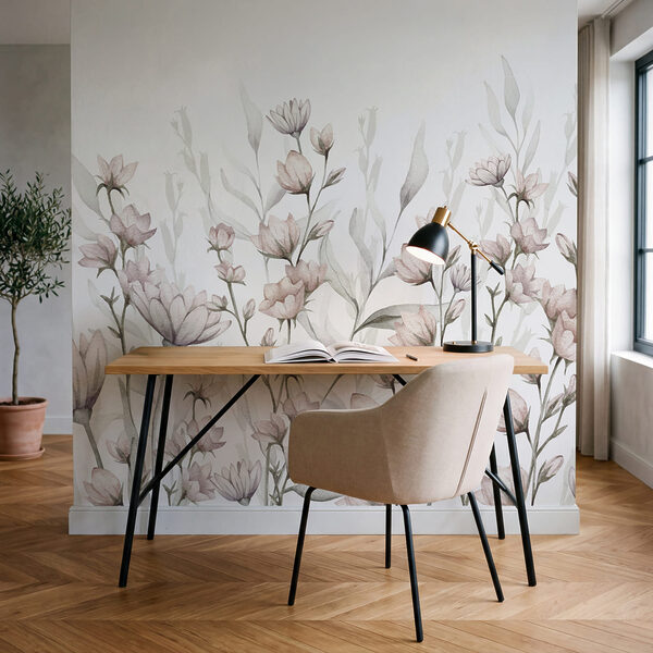 Schilderij van bloemen en bladeren Schilderij van bloemen en bladeren