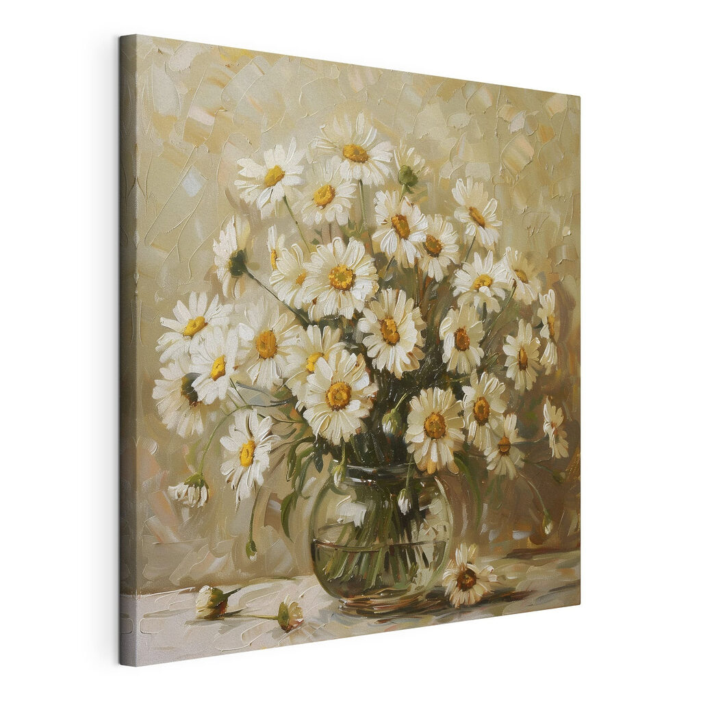 A painting of a vase of flowers