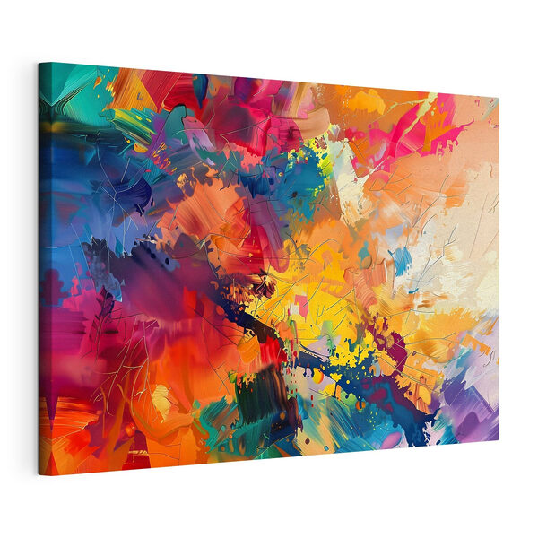 Een kleurrijk schilderij van verschillende kleuren Canvas Schilderijen Een kleurrijk schilderij van verschillende kleuren