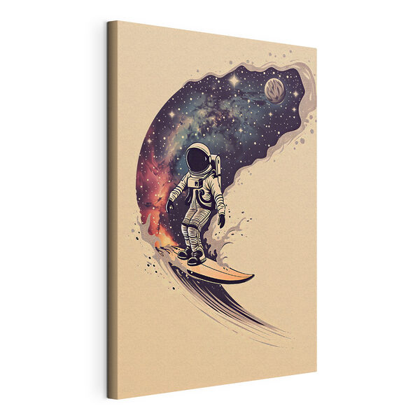 Canvas Schilderijen Een astronaut op een surfplank (Artikelnummer: s38636) Canvas Schilderijen Canvas Schilderijen Een astronaut op een surfplank (Artikelnummer: s38636)
