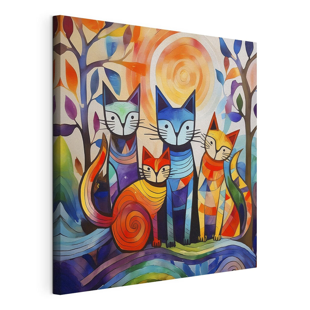 A group of cats in a group