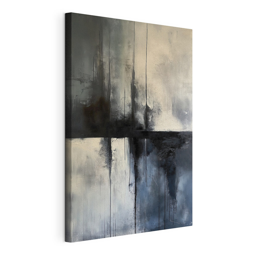 A painting of a black and white square