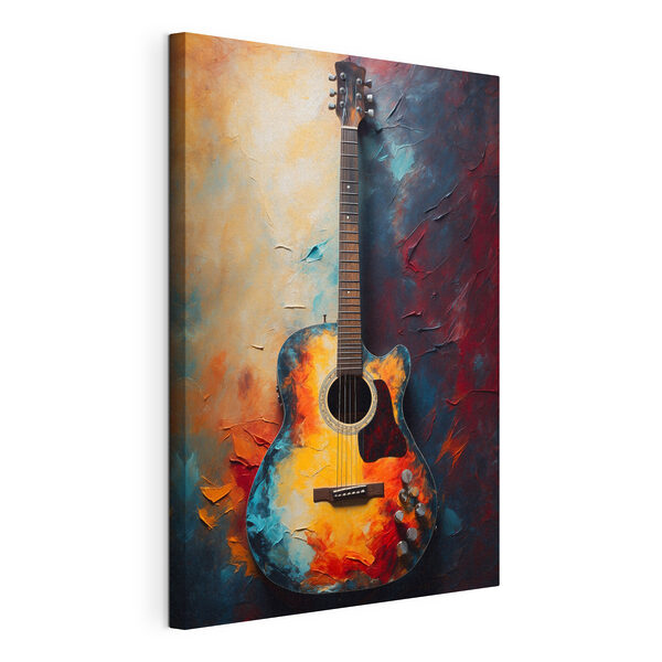 Levendige kleuren laten de akoestische gitaar nog beter tot zijn recht komen Canvas Schilderijen Levendige kleuren laten de akoestische gitaar nog beter tot zijn recht komen