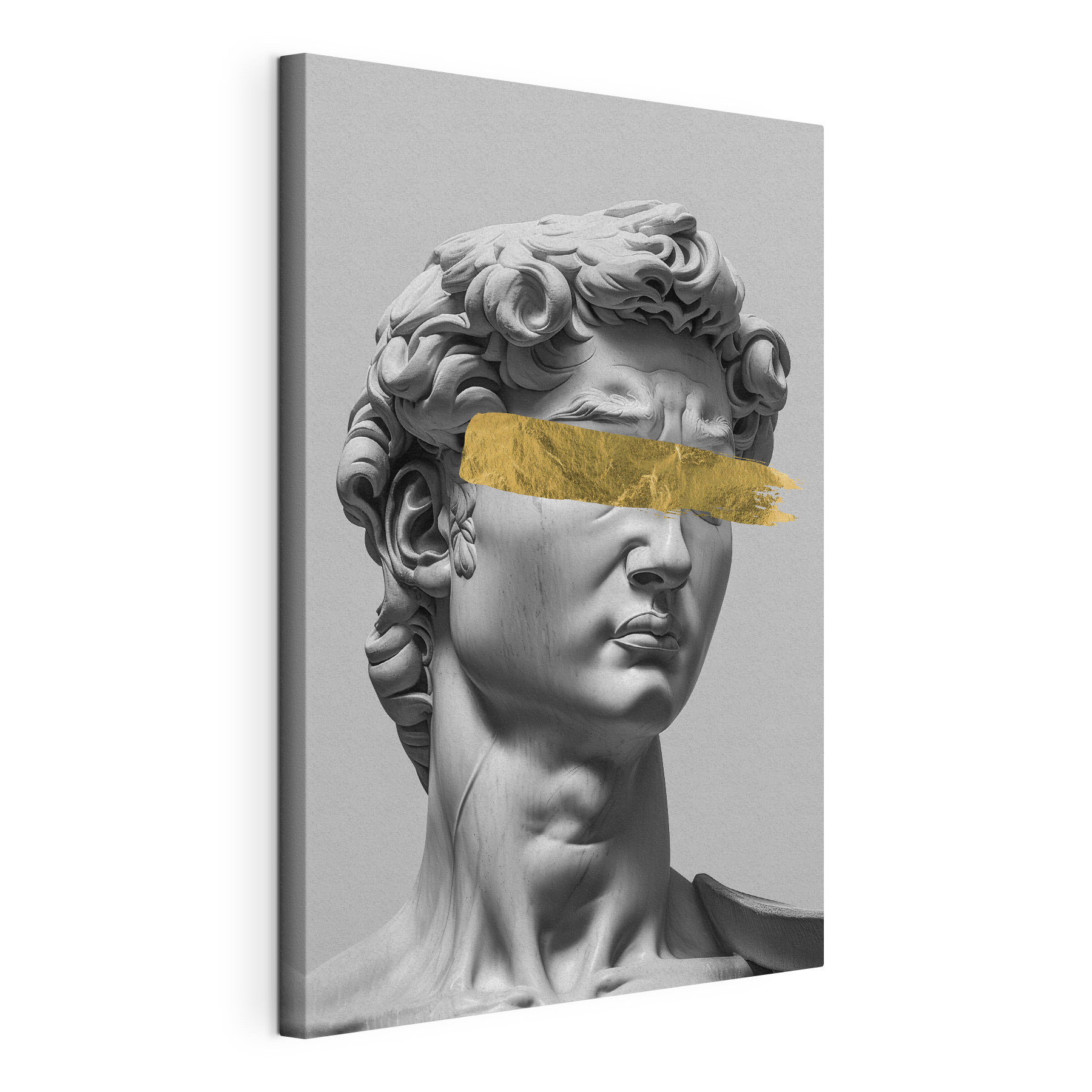 Statue with bold brushstroke accent