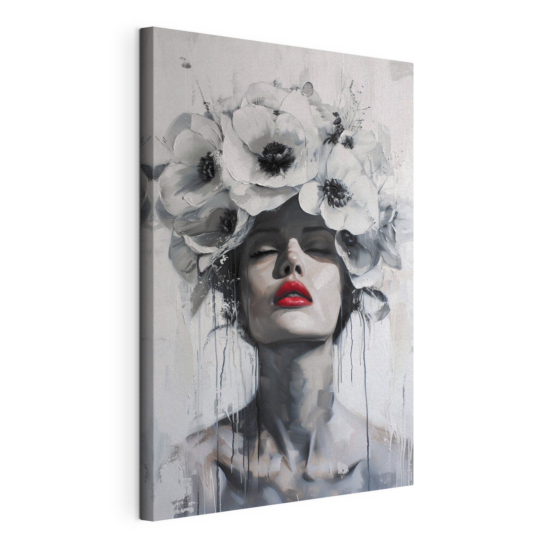 Painting of a woman with flowers on her head