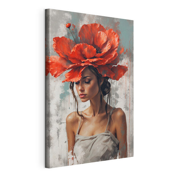 Canvas Schilderijen Een vrouw met rode bloemen op haar hoofd (Artikelnummer: s39171) Canvas Schilderijen Canvas Schilderijen Een vrouw met rode bloemen op haar hoofd (Artikelnummer: s39171)