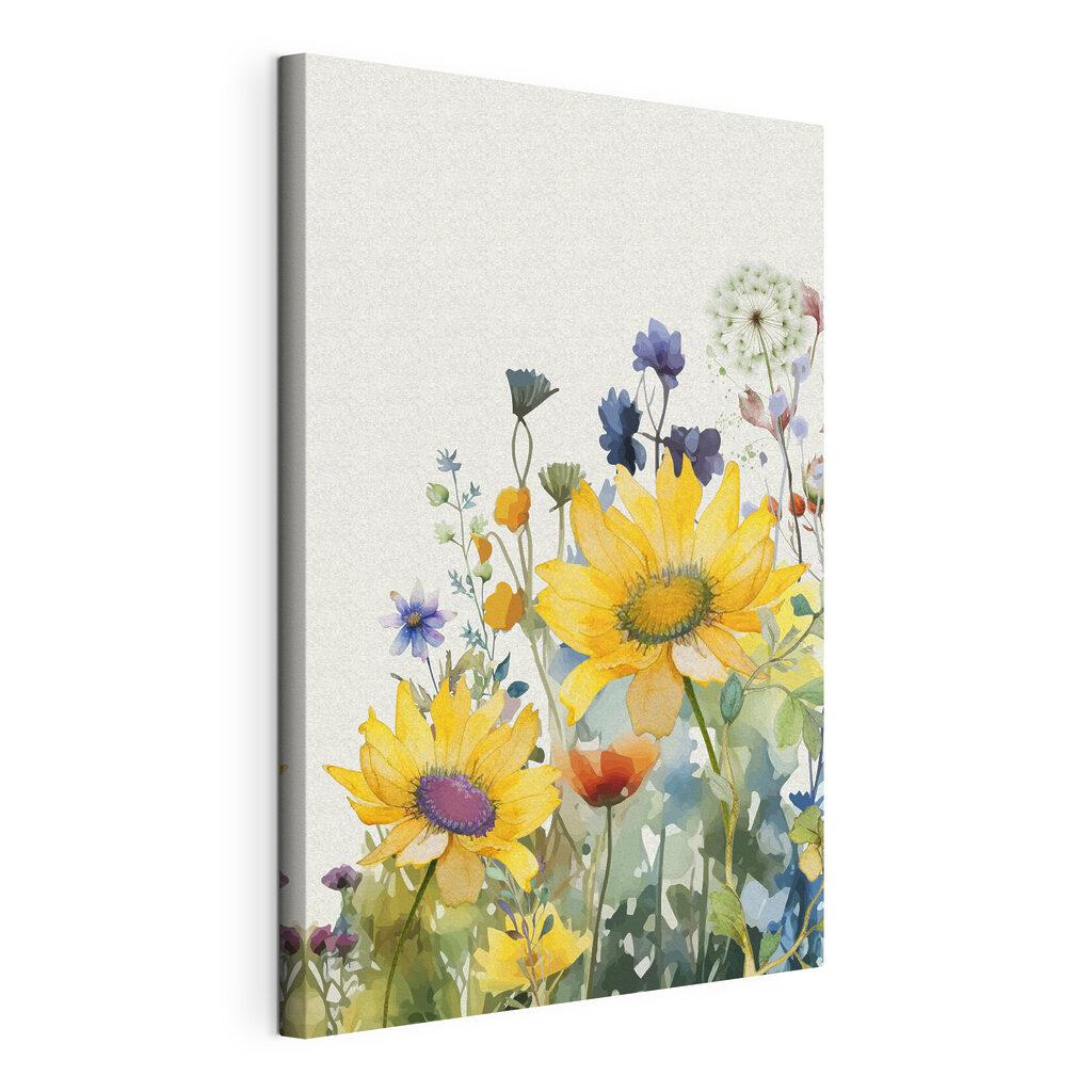 A painting of flowers and plants