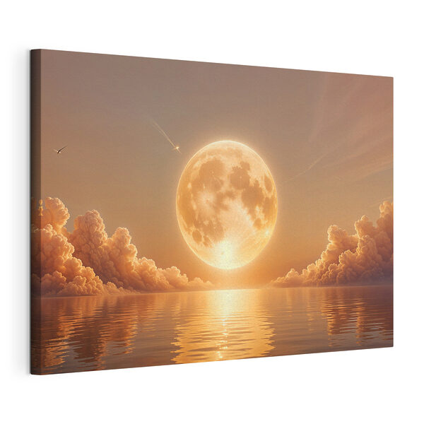 Canvas Schilderijen Maan en wolken aan de hemel