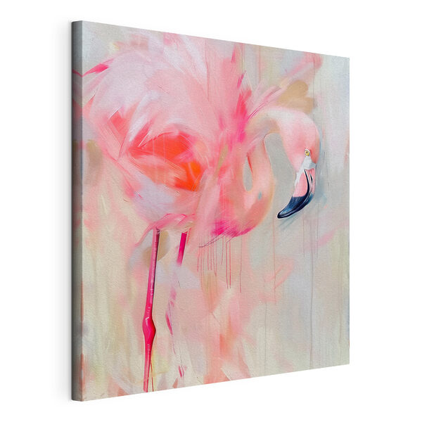 Canvas Schilderijen Canvas Schilderijen Roze flamingo met lange poten (Artikelnummer: s39541)