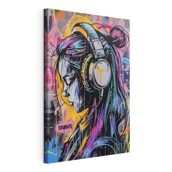 Canvas Schilderijen Graffiti van een vrouw met koptelefoon (Artikelnummer: s39443) Canvas Schilderijen Canvas Schilderijen Graffiti van een vrouw met koptelefoon (Artikelnummer: s39443)