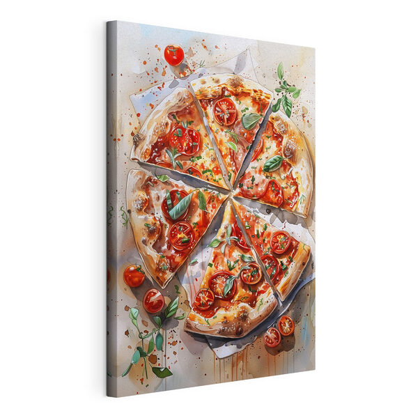 Canvas Schilderijen Aquarel van een pizza (Artikelnummer: s39704) Canvas Schilderijen Canvas Schilderijen Aquarel van een pizza (Artikelnummer: s39704)