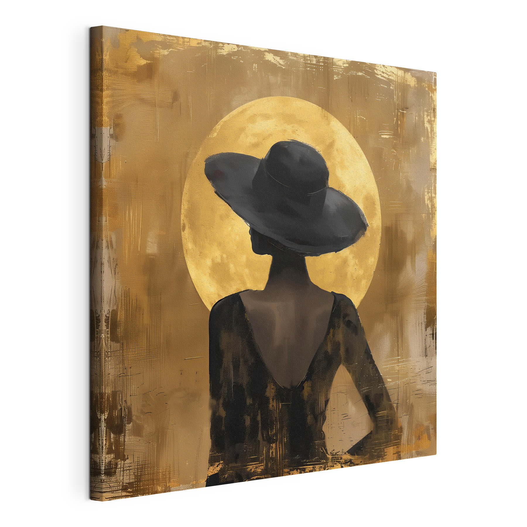 Woman in a black dress and hat