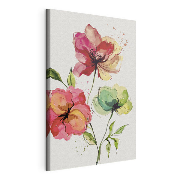 Aquarel van bloemen Canvas Schilderijen Aquarel van bloemen