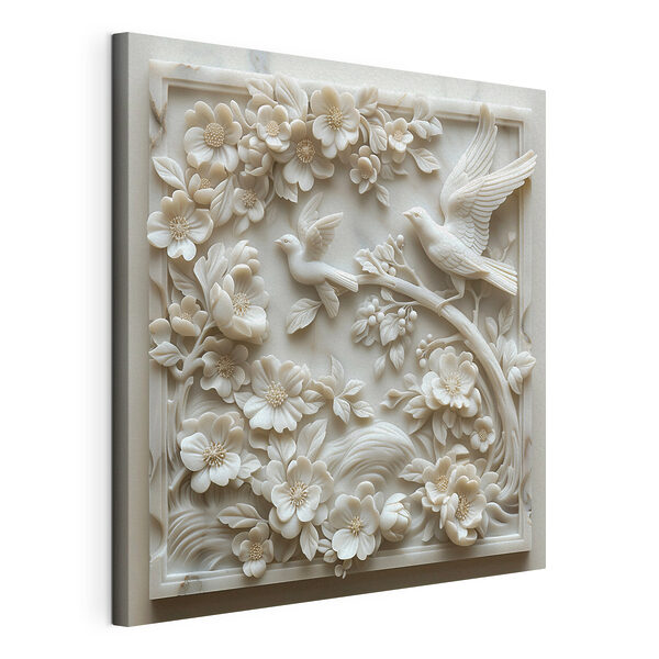 Canvas Schilderijen Wit beeld van vogels en bloemen (Artikelnummer: s39728) Canvas Schilderijen Canvas Schilderijen Wit beeld van vogels en bloemen (Artikelnummer: s39728)