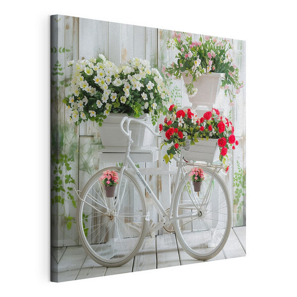 Canvas Schilderijen Fiets met bloemen in manden (Artikelnummer: s39242) Canvas Schilderijen Canvas Schilderijen Fiets met bloemen in manden (Artikelnummer: s39242)