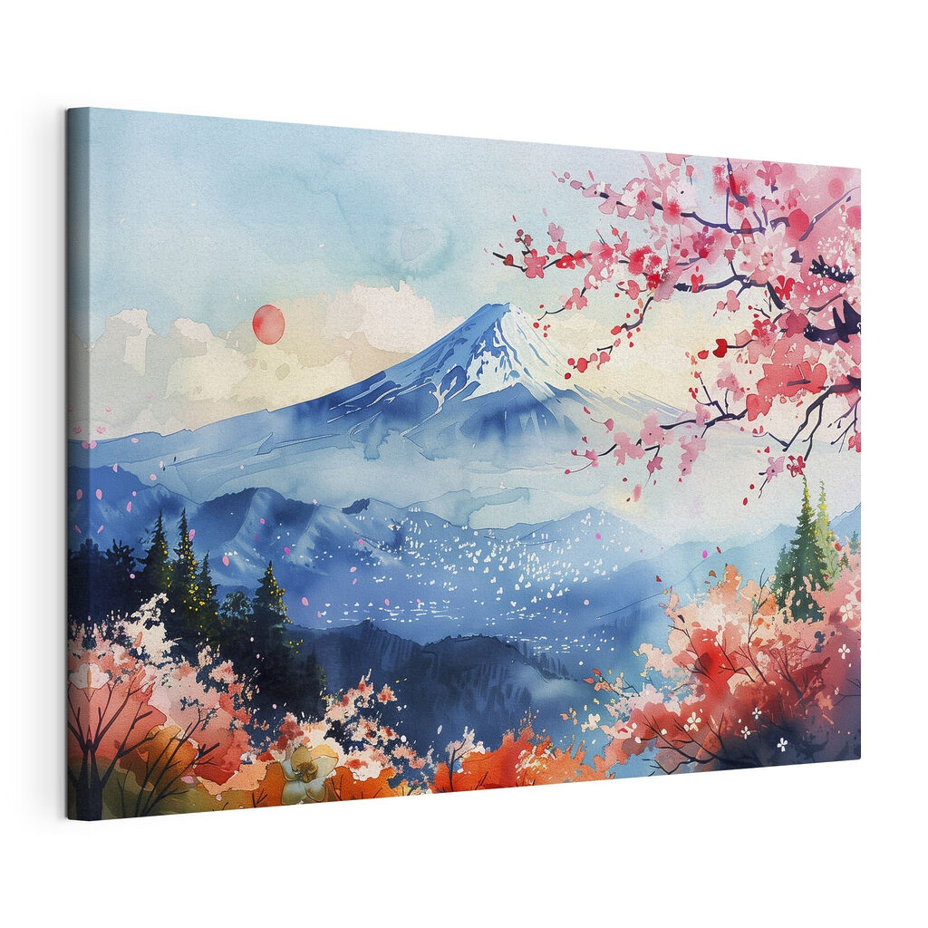 Watercolor of a mountain with a snowy peak Watercolor of a mountain with a snowy peak
