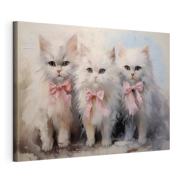 Canvas Schilderijen Groep witte katten met roze strikjes (Artikelnummer: s39826) Canvas Schilderijen Canvas Schilderijen Groep witte katten met roze strikjes (Artikelnummer: s39826)