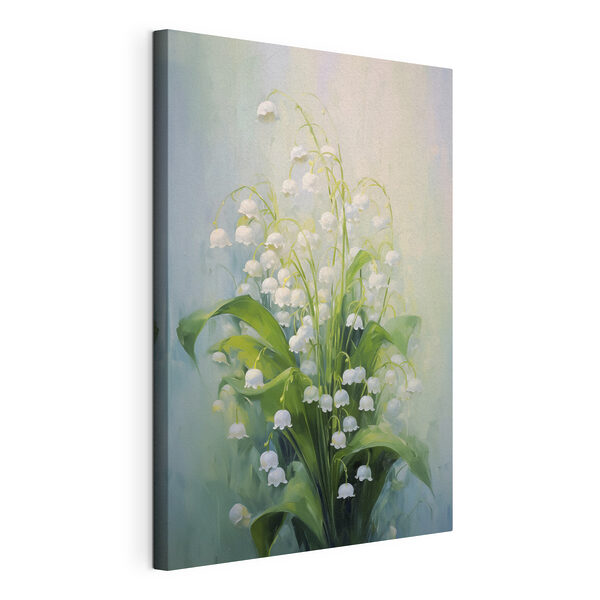 Schilderij van een bos witte bloemen Canvas Schilderijen Schilderij van een bos witte bloemen