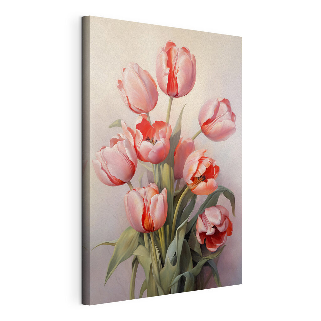 Painting of pink tulips Painting of pink tulips