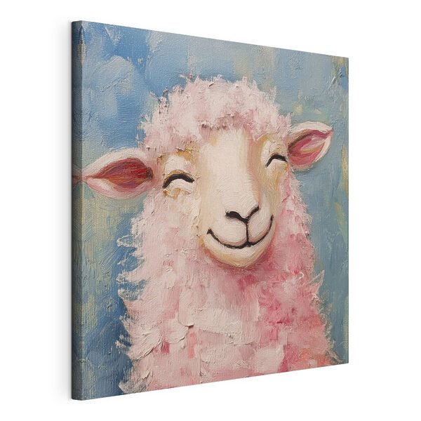 Canvas Schilderijen Schilderij van een roze schaap