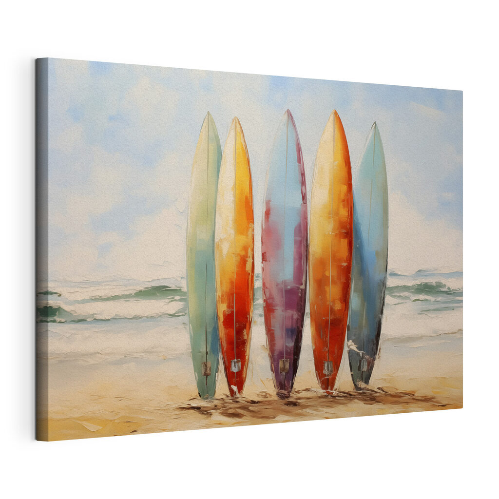 Group of surfboards on a beach