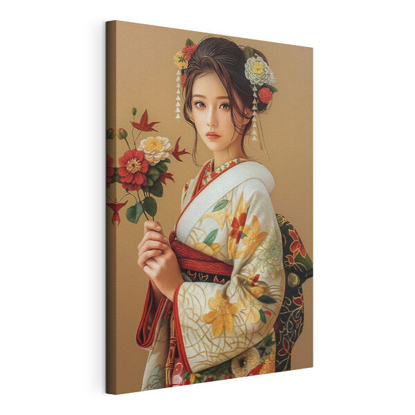 Canvas Schilderijen Vrouw met bloemen in haar haar