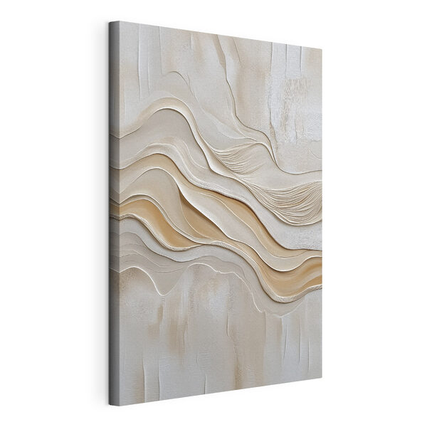 Witte en bruine golvende lijnen Canvas Schilderijen Witte en bruine golvende lijnen