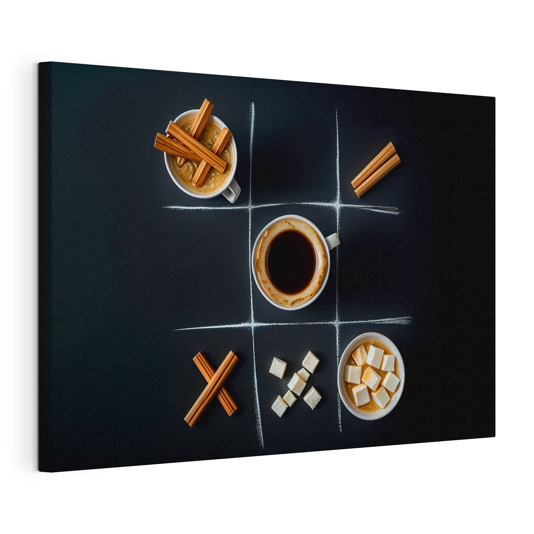 Tic tac toe game with coffee and marshmallows Tic tac toe game with coffee and marshmallows