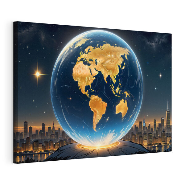 Canvas Schilderijen Wereldbol met lichtjes erop (Artikelnummer: s40178) Canvas Schilderijen Canvas Schilderijen Wereldbol met lichtjes erop (Artikelnummer: s40178)
