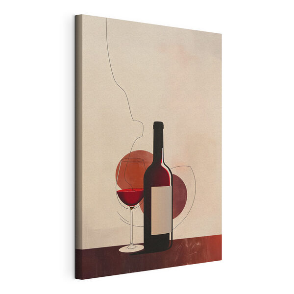 Canvas Schilderijen Canvas Schilderijen Fles en glas wijn (Artikelnummer: s40191)