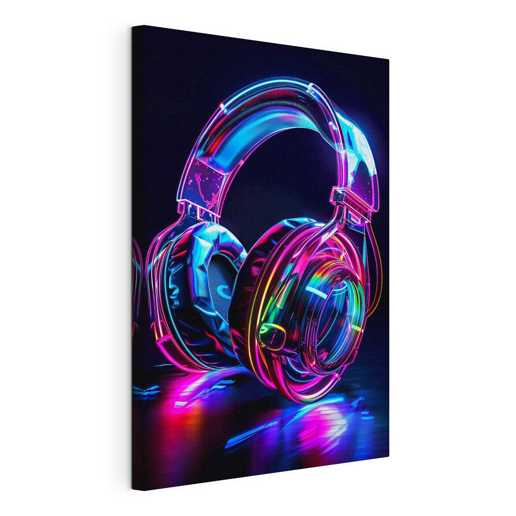 Colorful headphones on a black background