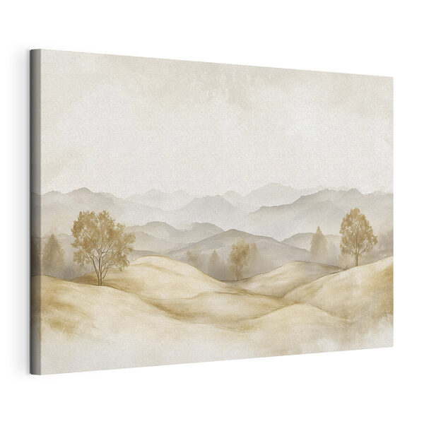 Canvas Schilderijen Canvas Schilderijen Landschap van heuvels met bomen en bergen op de achtergrond (Artikelnummer: s40231)