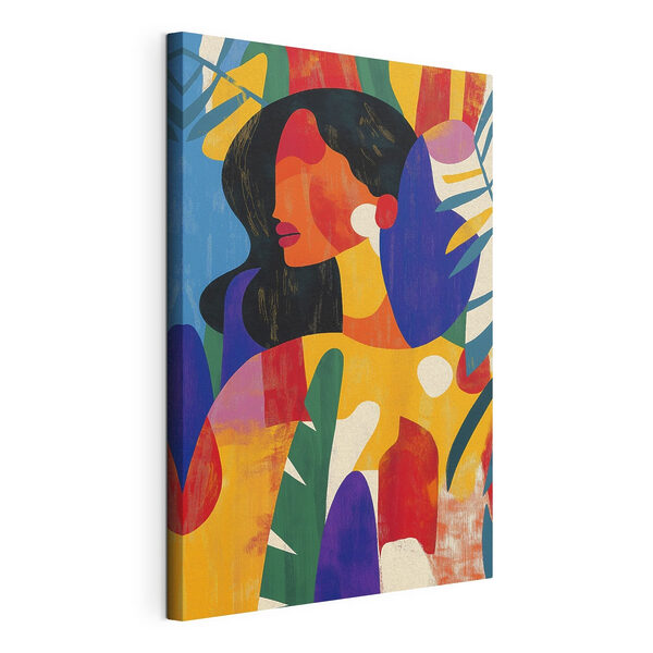 Vrouw met kleurrijke bladeren Canvas Schilderijen Vrouw met kleurrijke bladeren