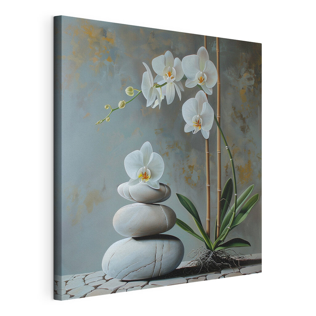 Painting of a plant and a stack of rocks Painting of a plant and a stack of rocks