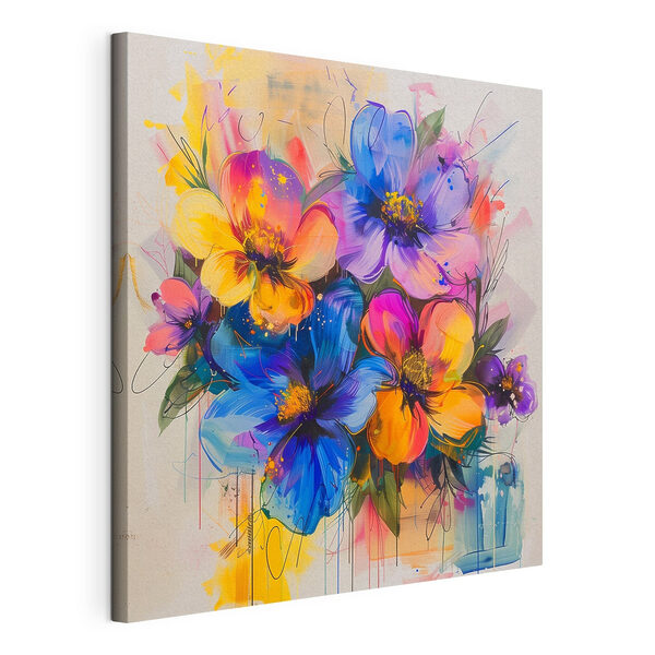 Canvas Schilderijen Schilderij van bloemen op een wit oppervlak (Artikelnummer: s40373) Canvas Schilderijen Canvas Schilderijen Schilderij van bloemen op een wit oppervlak (Artikelnummer: s40373)
