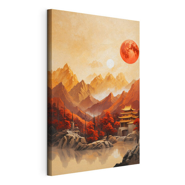 Canvas Schilderijen Painting of a temple in the mountains (Artikelnummer: s40330) Canvas Schilderijen Painting of a temple in the mountains (Artikelnummer: s40330)