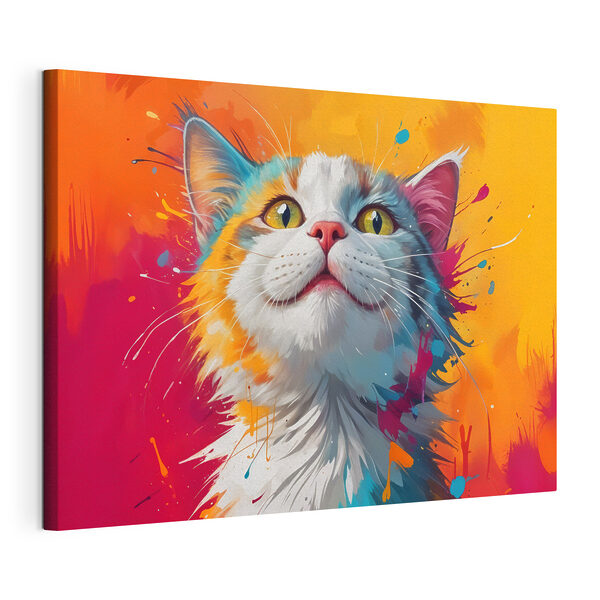 Canvas Schilderijen Kat met kleurrijke verfspatten (Artikelnummer: s40547) Canvas Schilderijen Canvas Schilderijen Kat met kleurrijke verfspatten (Artikelnummer: s40547)