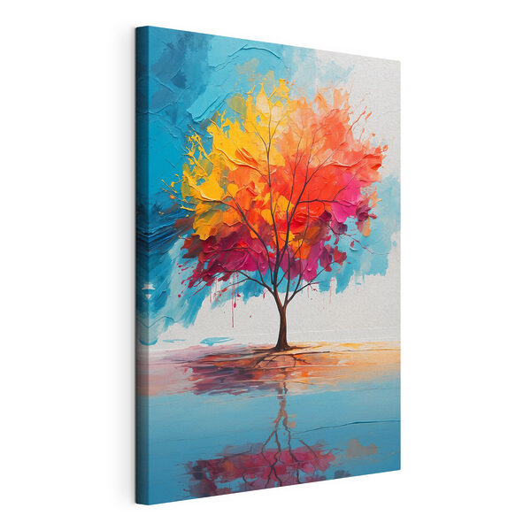 Canvas Schilderijen Schilderij van een kleurrijke boom