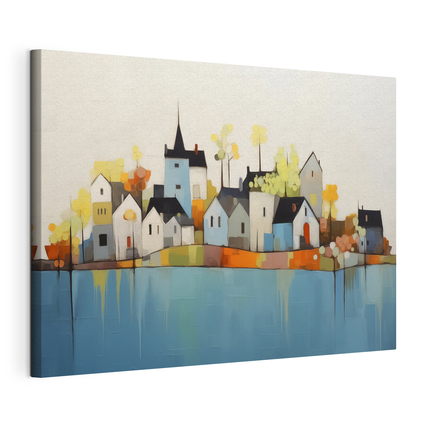Painting of houses and trees Painting of houses and trees
