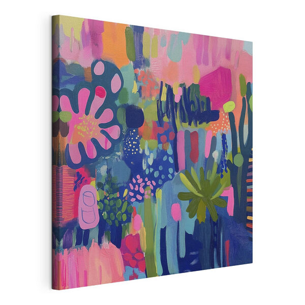 Kleurrijk schilderij van bloemen en planten Canvas Schilderijen Kleurrijk schilderij van bloemen en planten
