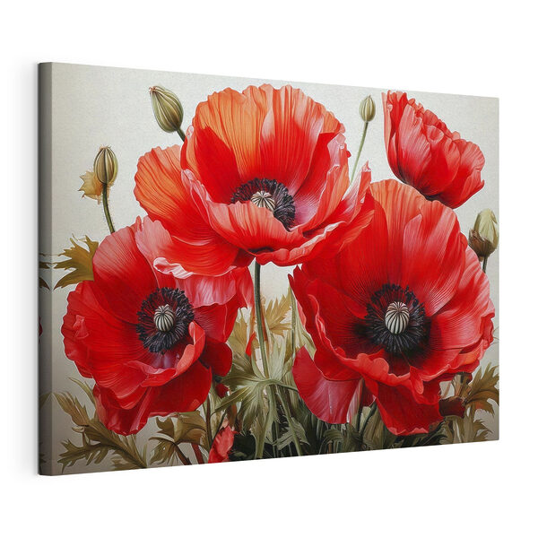 Canvas Schilderijen Groep rode bloemen (Artikelnummer: s41107) Canvas Schilderijen Canvas Schilderijen Groep rode bloemen (Artikelnummer: s41107)