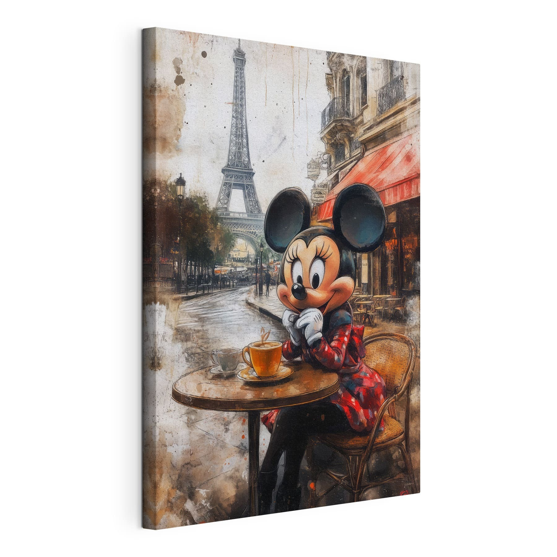 Cartoon character sitting at a table with a cup of tea Cartoon character sitting at a table with a cup of tea