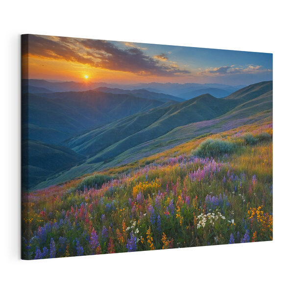 Canvas Schilderijen Bloemenveld op een berg (Artikelnummer: s41048) Canvas Schilderijen Canvas Schilderijen Bloemenveld op een berg (Artikelnummer: s41048)