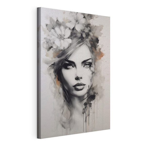 Canvas Schilderijen Schilderij van een vrouw met bloemen in haar haar (Artikelnummer: s41077) Canvas Schilderijen Canvas Schilderijen Schilderij van een vrouw met bloemen in haar haar (Artikelnummer: s41077)