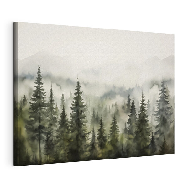 Canvas Schilderijen Mistig bos met bomen (Artikelnummer: s41241) Canvas Schilderijen Canvas Schilderijen Mistig bos met bomen (Artikelnummer: s41241)