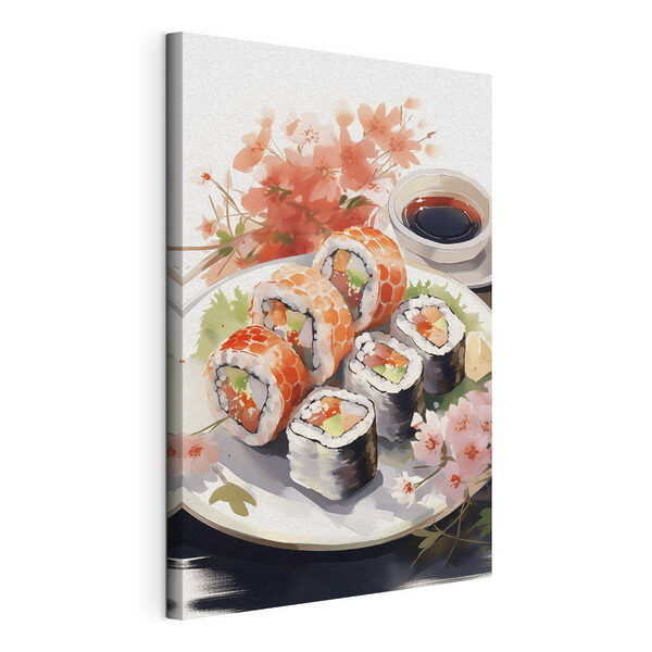 Canvas Schilderijen Bordje sushi en saus (Artikelnummer: s41179) Canvas Schilderijen Canvas Schilderijen Bordje sushi en saus (Artikelnummer: s41179)