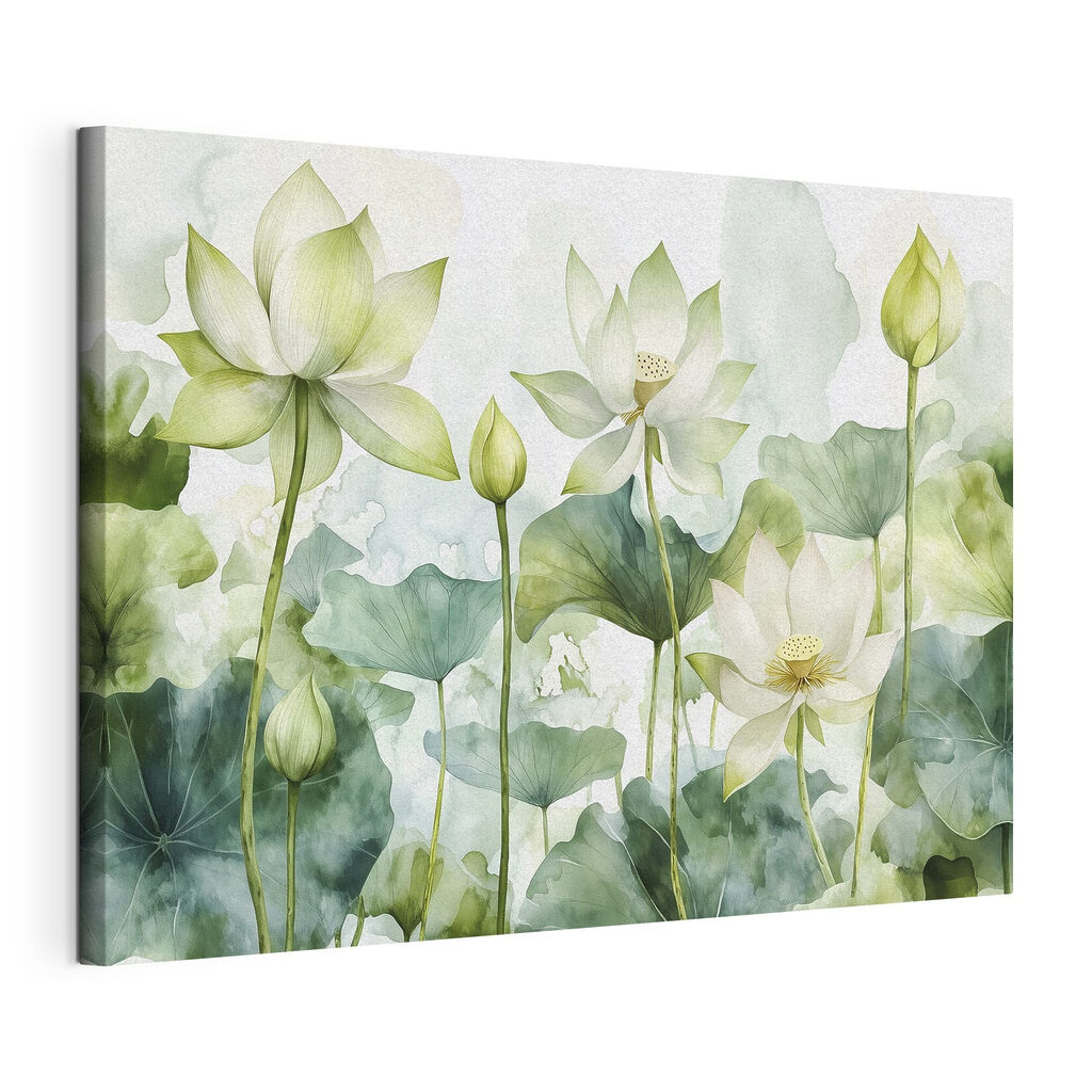 Painting of white flowers and green leaves