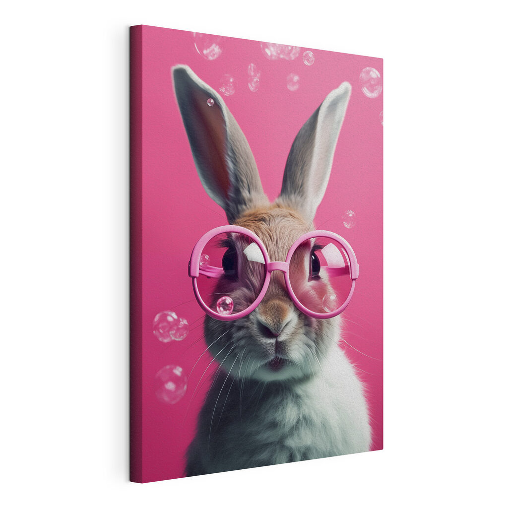 Rabbit wearing pink glasses