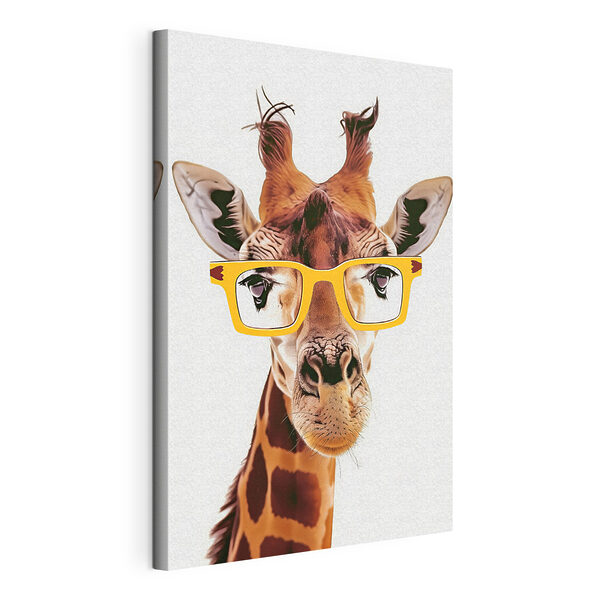 Canvas Schilderijen Een giraffe met een gele bril (Artikelnummer: s38503) Canvas Schilderijen Canvas Schilderijen Een giraffe met een gele bril (Artikelnummer: s38503)